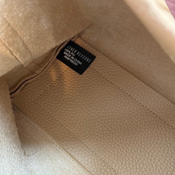 Tan Faux Leather Tote Bag, Minimalist Satchel, Lightweight Shoulder Bag - Picture 6 of 11